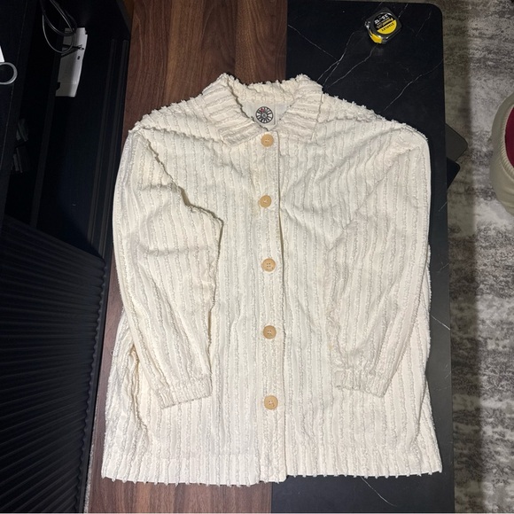 Cream Textured Men's Jacket - Picture 6 of 7